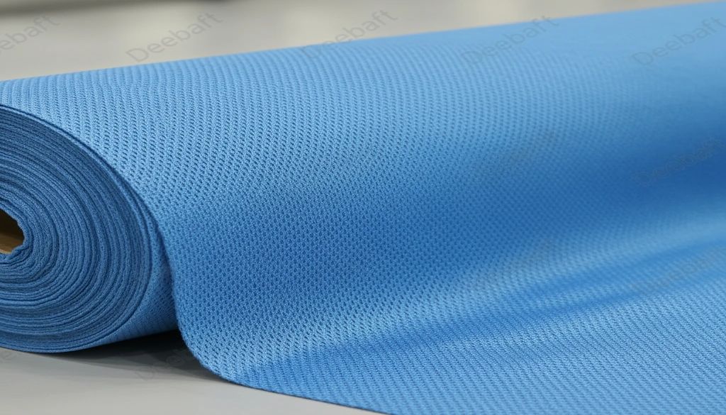 پارچه فلامنت ورزشی سوزنی رنگ آبی آسمانی