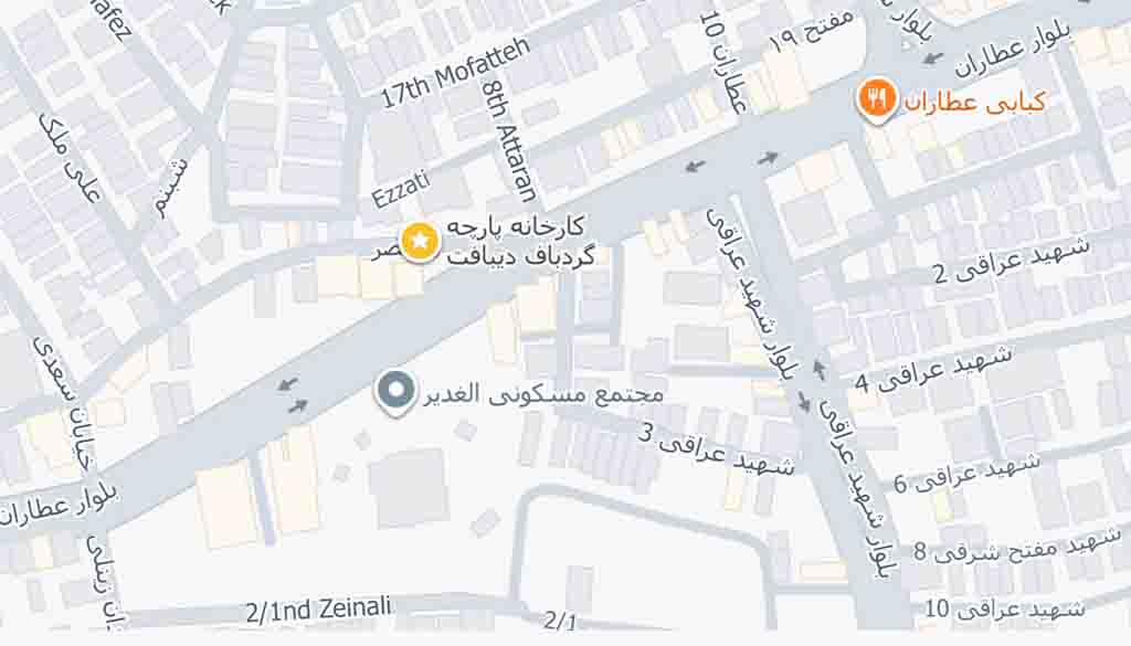 لوکیشن شرکت دیبا بافت نگار _ دیبافت