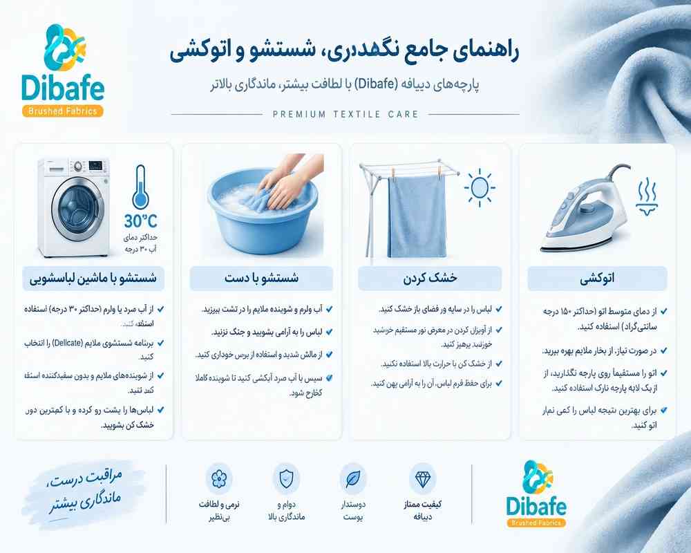 راهنمای جامع نگهداری، شستشو و اتوکشی